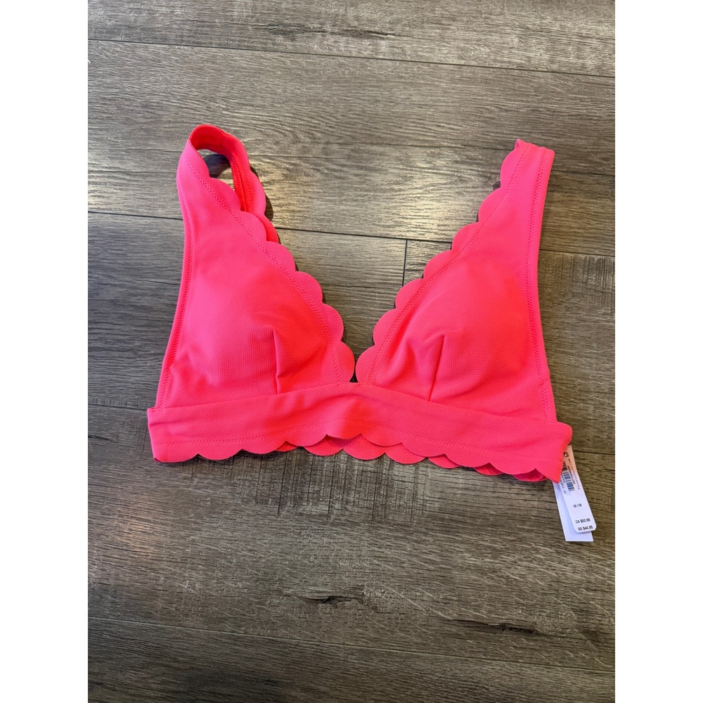 VICTORIAS SECRET SCALLOPED BIKINI TOP BRIGHT PINK SIZE M